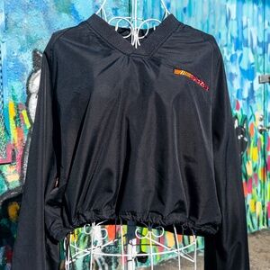 AUTOZONE Vintage Cropped Windbreaker size Large (V-Neck Pullover) | Black